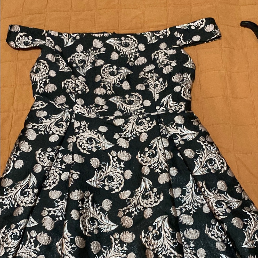 Elegant Black and golden dusty pink Floral Dress